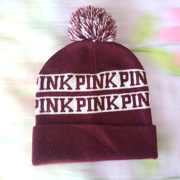 PINK Victoria's Secret Accessories - Victoria Secret Pink Winter Hat in Burgundy